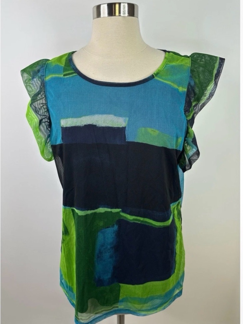DKNY Abstract mesh Flutter Sleeve Blouse